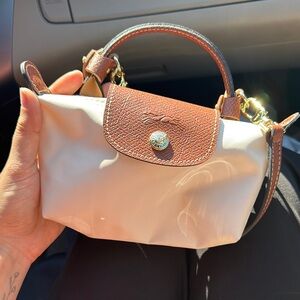 Longchamp Cream and Brown Handbag